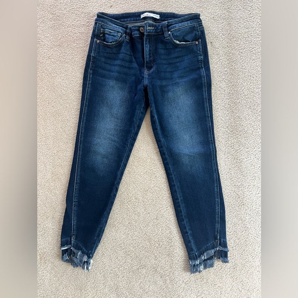 KanCan™ Dark Double Frayed Hem Skinny Ankle Jean #2